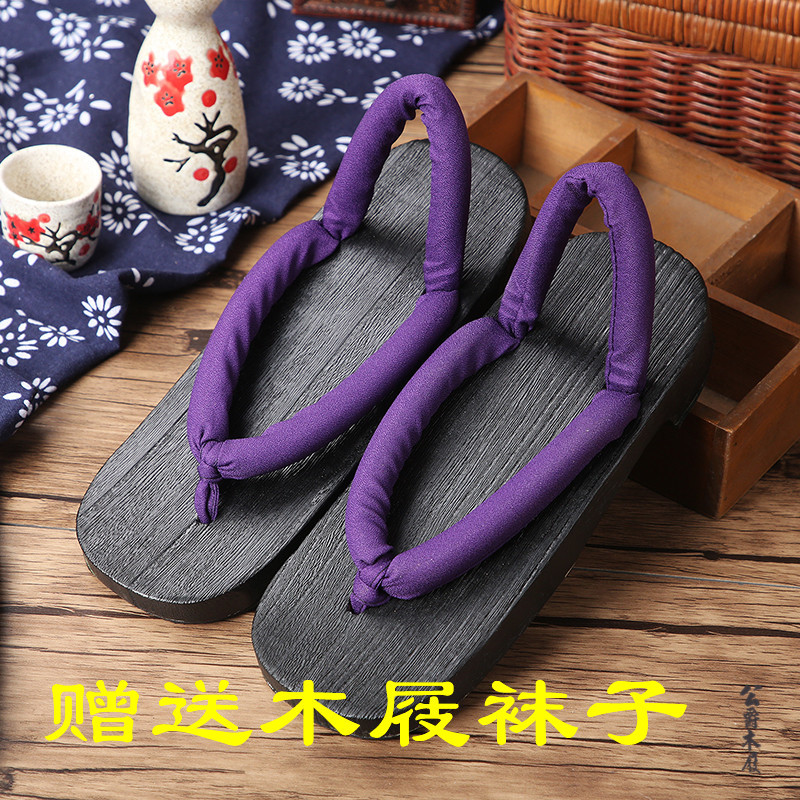 Women's Japanese-Style Clogs, Flip-Flops, Thick-Soled Wooden Slippers, Summer Non-Slip High-Heeled Slippers, Japanese Style Half-Moon Couple Slippers
