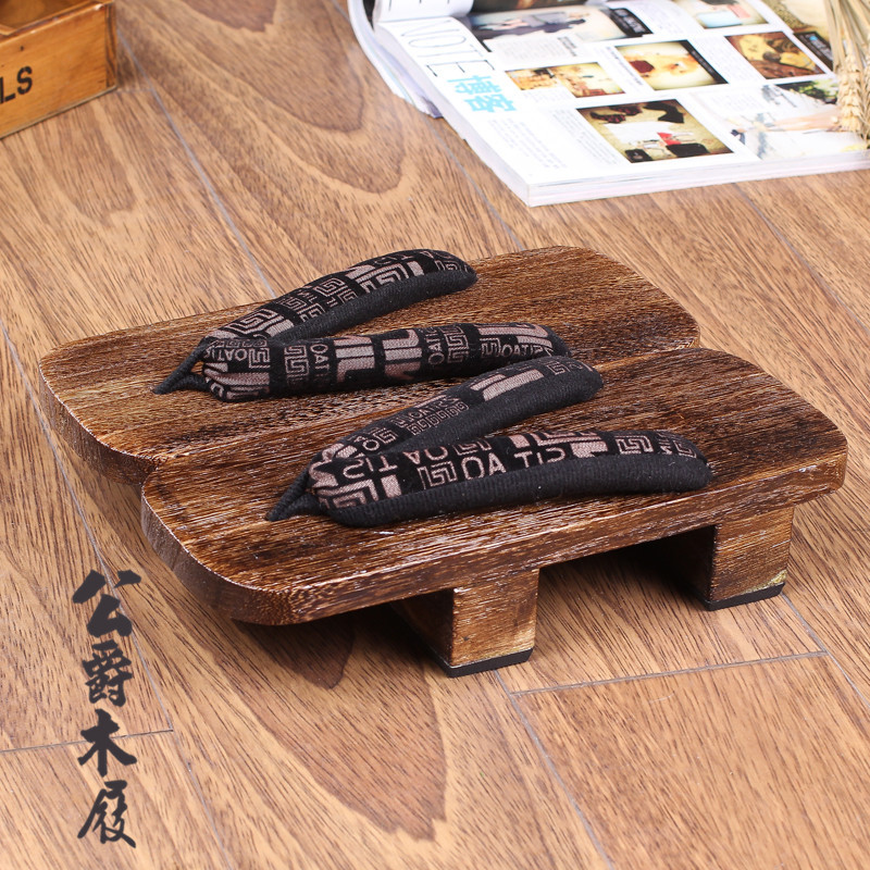 Men's Wide-Soled Wooden Clogs, Wooden Flip-Flops, Chinese Traditional Men's Style, Two-Tooth Sole, Kimono Style Men's Wide-Soled Wooden Clogs, Wooden Flip-Flops, Chinese Traditional Men's Style, Two-Tooth Sole, Kimono Style