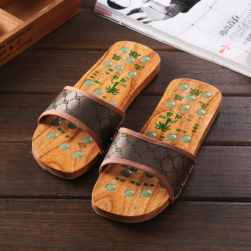 Chinese-Style Trendy Men's Clogs with Acupoint Jade Massage, Couple's Men's and Women's Sandals, Flip-Flops, Japanese Wooden Slippers, Nationwide Free Shipping