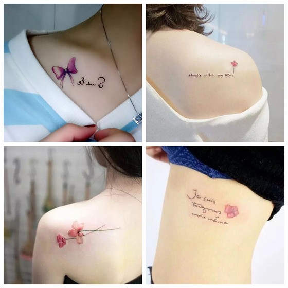 1 set of 30 Korean girl waterproof imitation tattoo stickers lasting flower English cute sexy ankle stickers