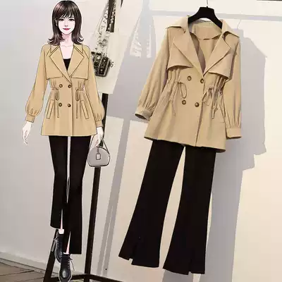 2021 New Korean version of large size maternity dress dress waist thin windbreaker