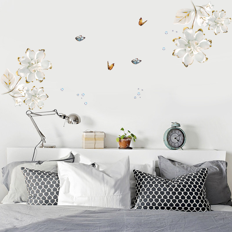 Creative Romantic Light Lavish Flowers Room Decoration Wall Stickup Drawing Room Bedroom Cozy Minimalist Wall Sticker