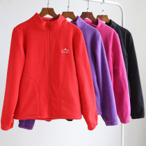 Polar fleece jacket for women in autumn and winter double-sided fleece outdoor fleece jacket lining stand-up collar zipper cardigan top