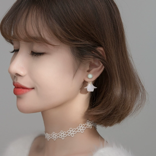 Свежие белые серьги, серебро 925 пробы, в корейском стиле, простой и элегантный дизайн