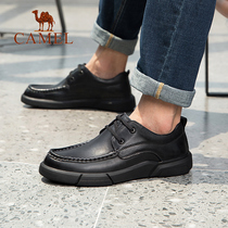 Camel mens shoes business casual shoes mens spring soft bottom middle-aged father shoes leather mens father big head leather shoes