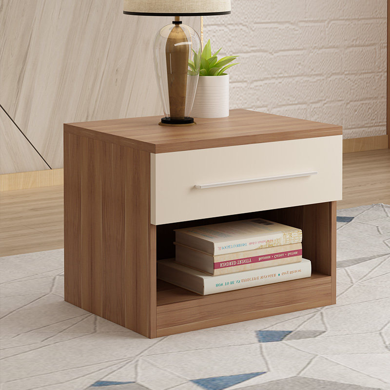 A family furniture solid wood bedside cabinet white and cabinet with drawer bedroom locker home