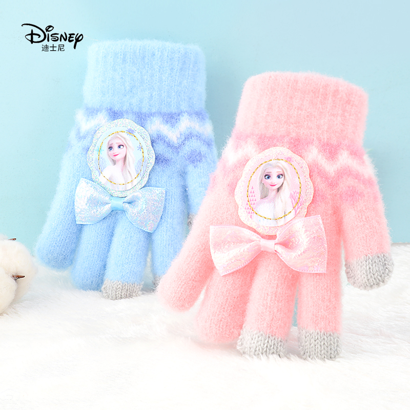 ディズニー 子供用 5本指手袋 女の子 秋冬 子供用 暖かい ニット 幼稚園 赤ちゃん 指分け エルサ プリンセス