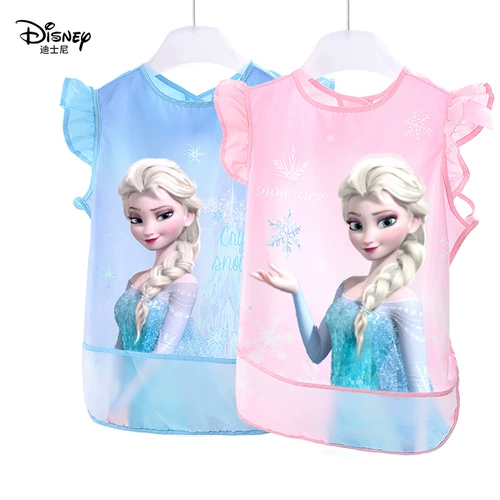 Дисней, детский водонепроницаемый нагрудник без рукавов для еды для детского сада, фартук, сзади на завязках, с карманом