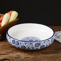 Glazed green flower porcelain water cooking fish bowl soup bowl large bowl hotel with big number ceramic soup bowl sour vegetable fish pot soup basin vegetable bowl