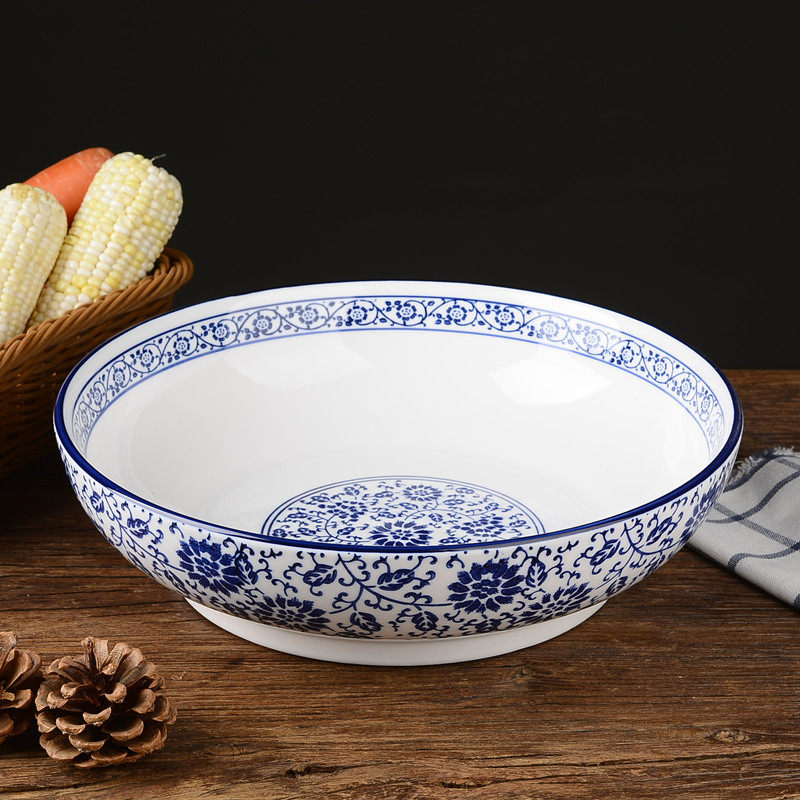 Blue and white porcelain boiled fish bowl soup bowl large bowl hotel with large ceramic soup bowl large size vegetable bowl soup bowl sauerkraut fish bowl