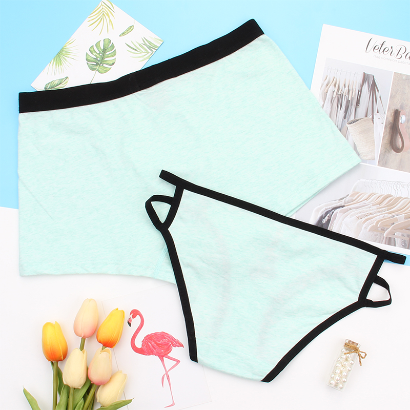 Đồ lót cặp vợ chồng Cotton sáng tạo đơn giản nam boxer nữ tam giác cotton cá tính 裆 Quần 2 tải do lot
