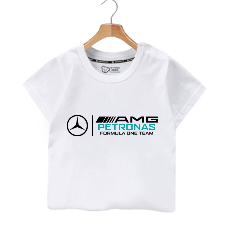 Футболка с принтом AMG F1 автомобиль, Мерседес Формула, детская повседневная одежда с коротким рукавом
