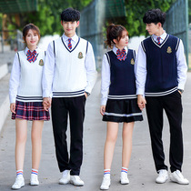 Autumn and winter elementary school students junior high school students class uniforms vests school uniforms sports academy Korea