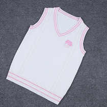 Sleeveless sweater vest vest female pullover sweater cheese embroidery college style Japanese soft girl JK uniform top