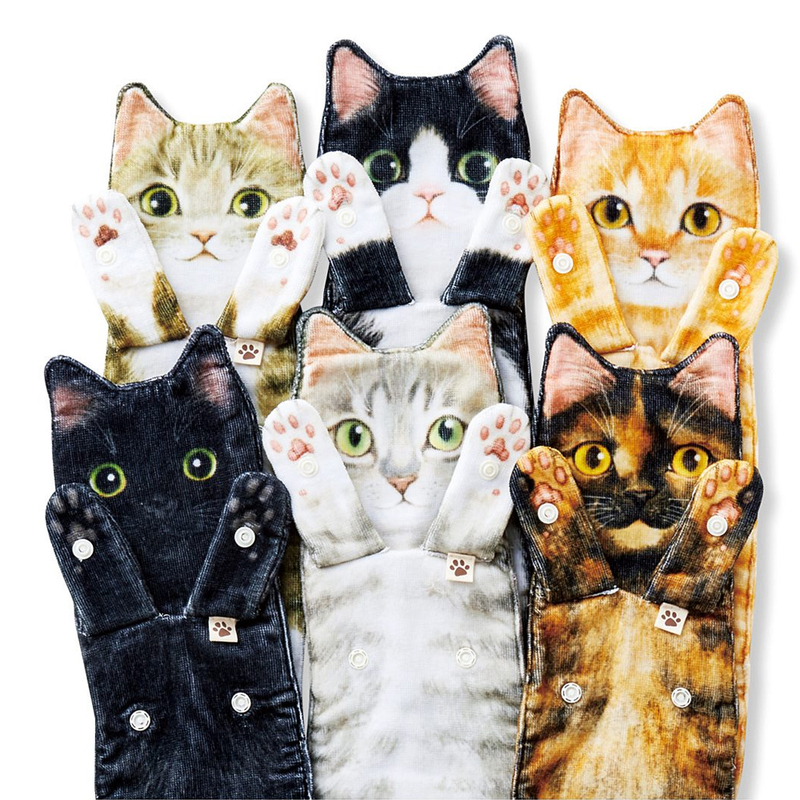 Children's Cartoon Cute Cat Hand Towel Hanging Kitchen Towel Face Towel Square Towel Handkerchief Strong Absorbent Hand Drying Cloth