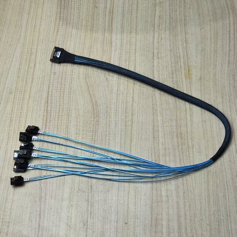 Slim Sas 4.0 Sff-8654 8X to 8*Sata Data Cable One to Eight Adapter Cable
