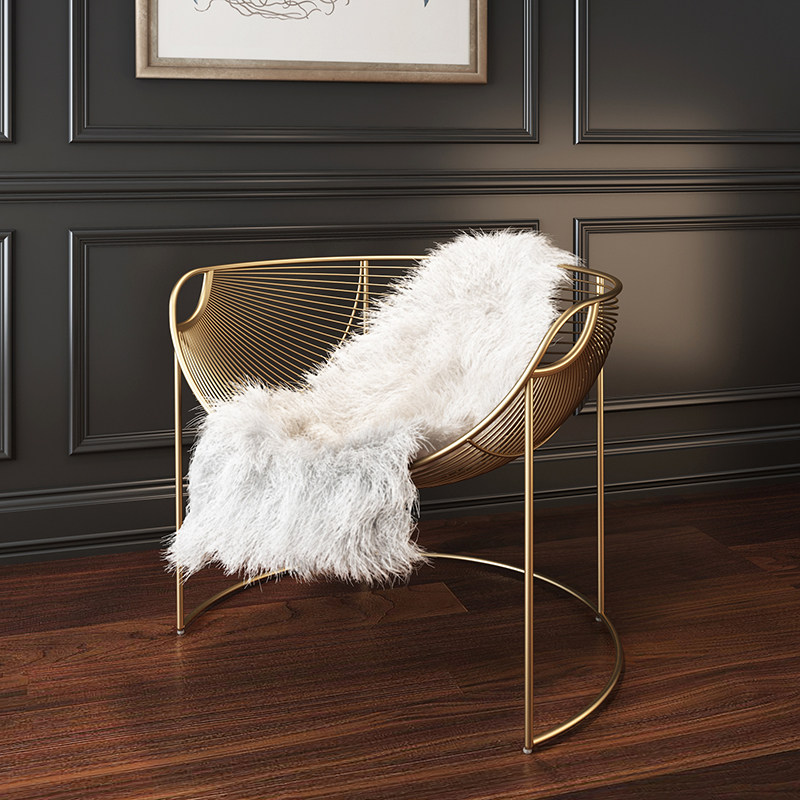 Nordic lazy chair simple modern metal hollow chair golden net red stool creative mesh chair iron home sofa chair