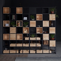 American Iron Art Screen LOFT Nine Palace Gögen Guan Guan Showcase Cabinet Creative Business Office Industrial Wind Partition Decoration Shelf