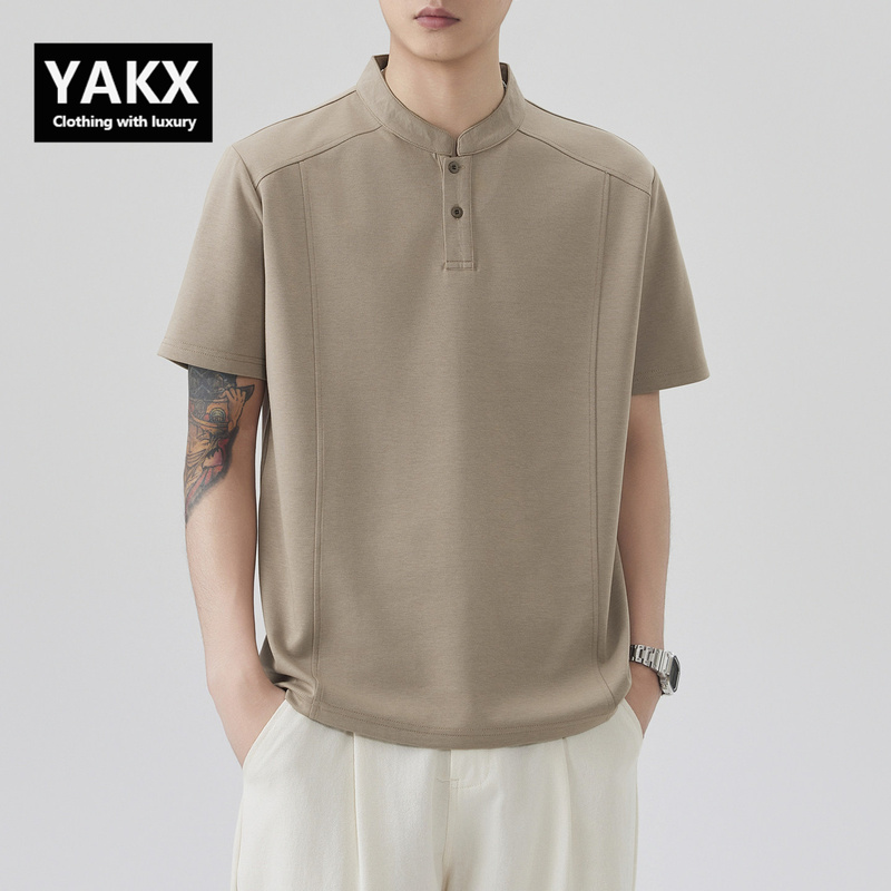 Modal Ice Silk Henley Collar Short-Sleeve T-Shirt Men's Polo Shirt Summer 2026 New Style High-End Cool and Stylish Modal Ice Silk Henley Collar Short-Sleeve T-Shirt Men's Polo Shirt Summer 2026 New Style High-End Cool and Stylish