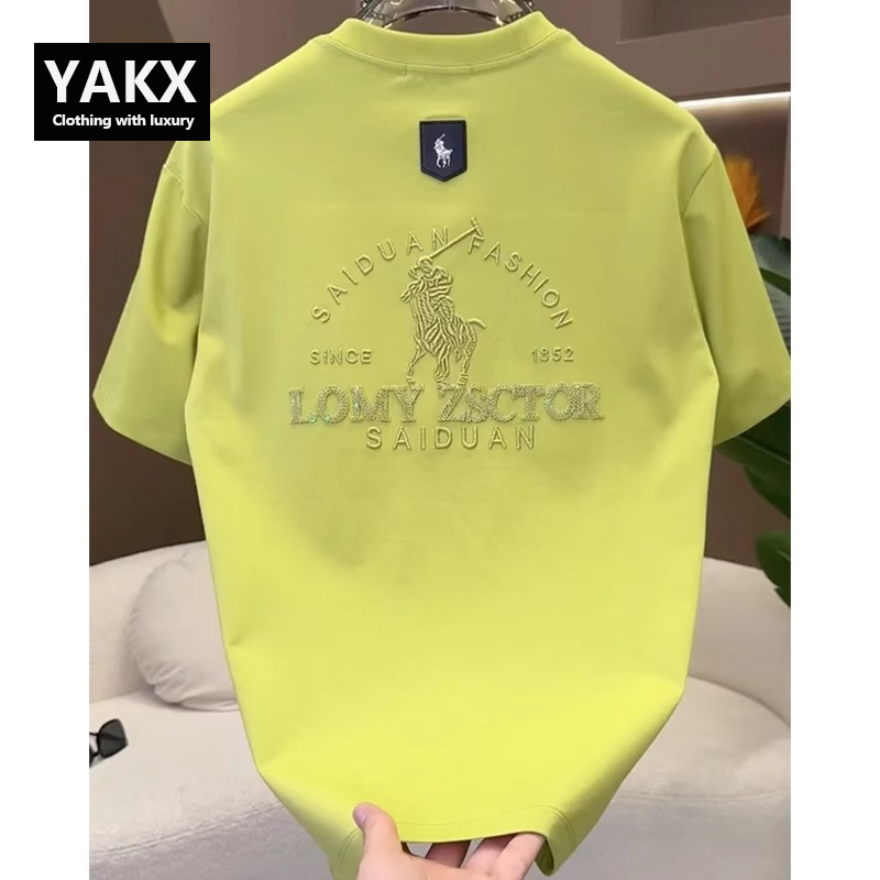 High-End Men's Short-Sleeved T-Shirt 2026 New Summer Style with a High-End Feel, Cool and Handsome Paul Embroidered Crew Neck T-Shirt for Men