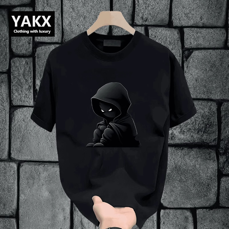 Высококачественная мужская футболка из плотного хлопка с короткими рукавами, новинка 2025 года, весенне-летняя повседневная рубашка свободного кроя с круглым вырезом, мужская