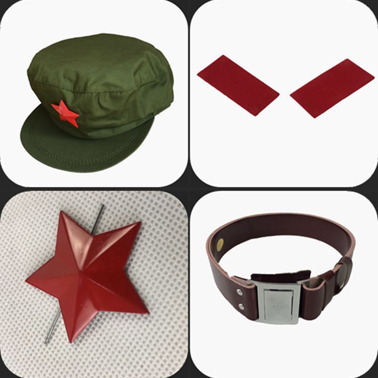 65-style hat badge red five-pointed star military uniform red collar badge outer belt belt