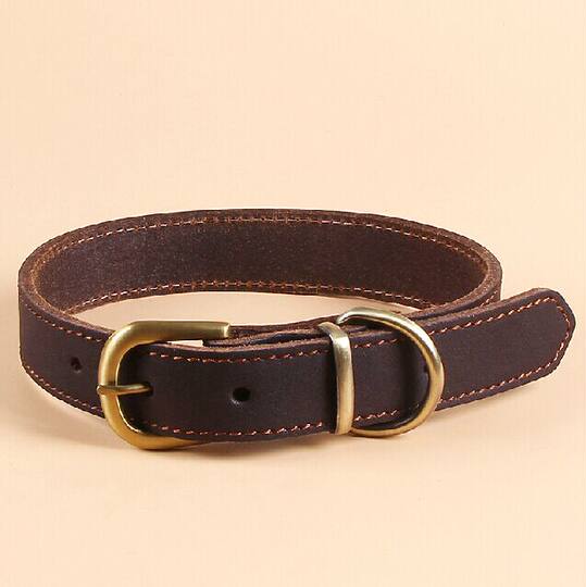 Cowhide Dog Collar, Adjustable Pet Collar for Medium and Large Dogs, Golden Retriever, French Bulldog, Shiba Inu, Husky Dog Collar