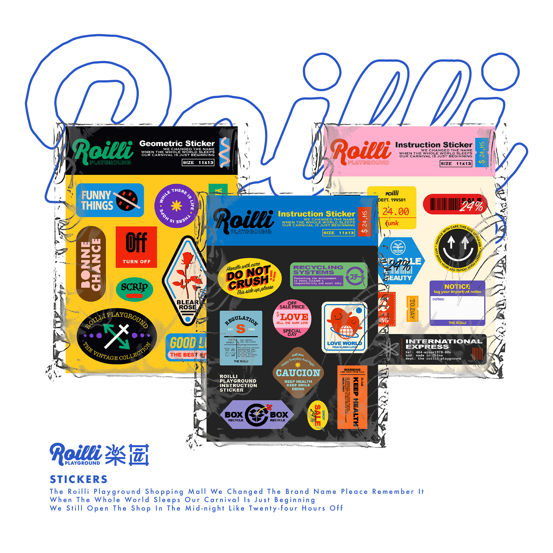  ROILLI] Waterproof non-adhesive original cute geometric stickers Hand account flat shell decorative stickers