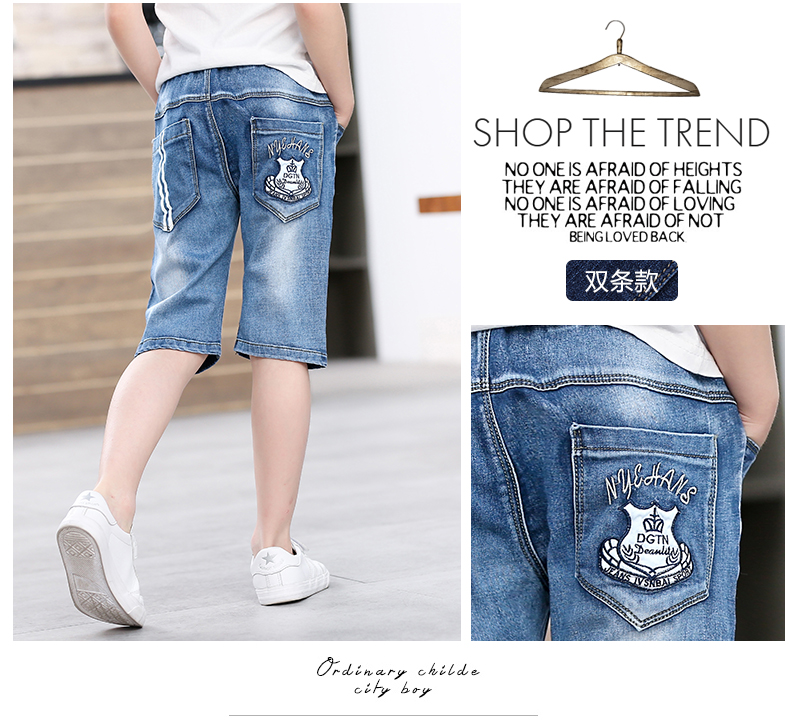 2018 quần áo trẻ em mùa hè mới của cậu bé quần mùa hè phần mỏng quần short denim trẻ em trong các trẻ em lớn Hàn Quốc phiên bản của năm quần