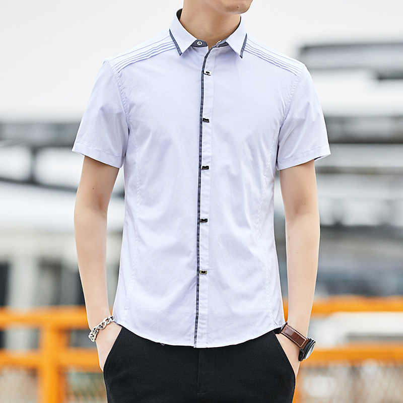 Men's Button-Down Shirt, Short-Sleeved, Pure Cotton, Summer, Sweat-Absorbent, Hidden Buttons, Patchwork, Plus Size, Trendy, Loose Fit, Casual Shirt Men's Button-Down Shirt, Short-Sleeved, Pure Cotton, Summer, Sweat-Absorbent, Hidden Buttons, Patchwork, Plus Size, Trendy, Loose Fit, Casual Shirt