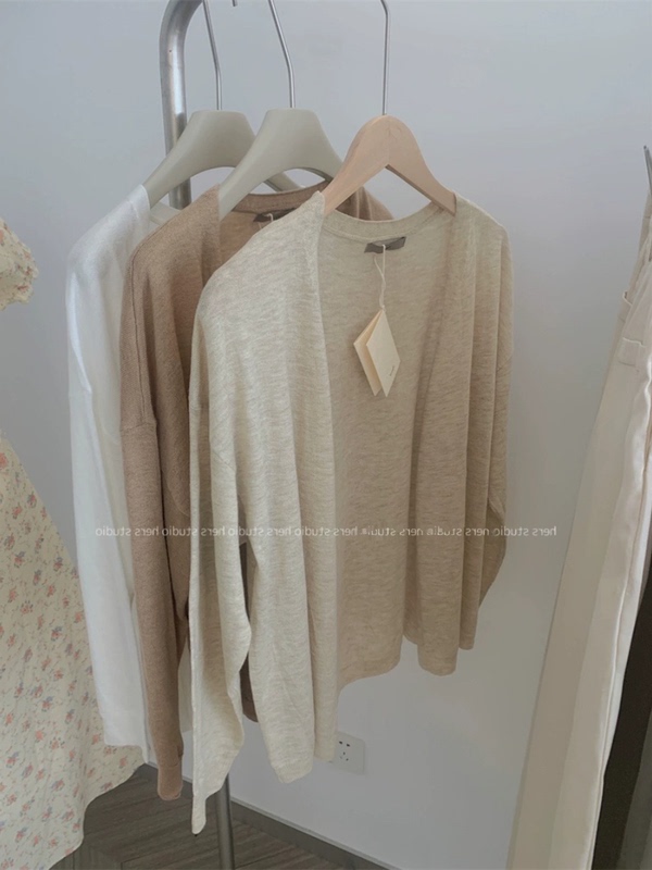 Korean Style Gentle Knit Cardigan for Women, Loose and Lazy Style Cashmere Early Autumn Shawl Sweater Coat Cover-Up
