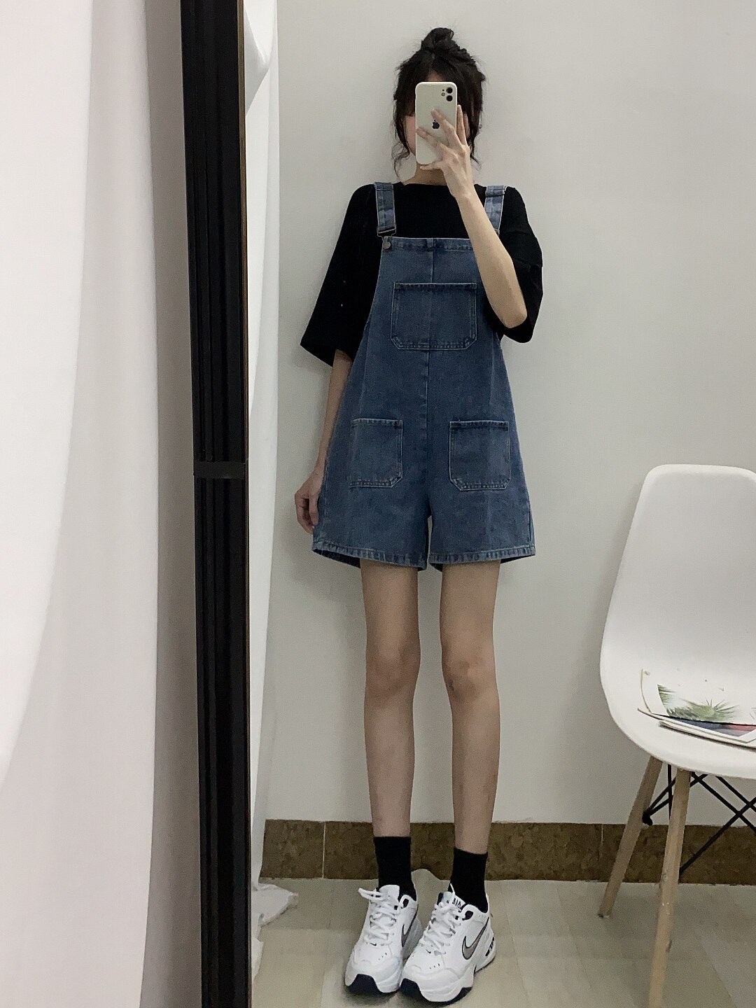 YOUNGZL denim overalls women's summer 2022 new Korean version loose slim retro Japanese suspenders shorts