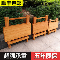 Folding table Dining table Household small household portable dining table Simple outdoor square table Nanzhu solid wood round table
