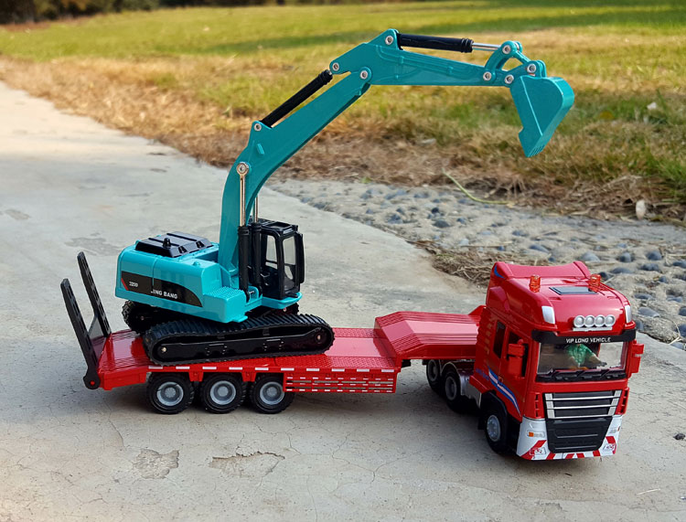 1:50 sơ mi rơ moóc phẳng rơ moóc hợp kim vận chuyển mô hình máy xúc đào máy đầm lăn bộ sưu tập đồ trang trí đồ chơi - Chế độ tĩnh mô hình xe máy