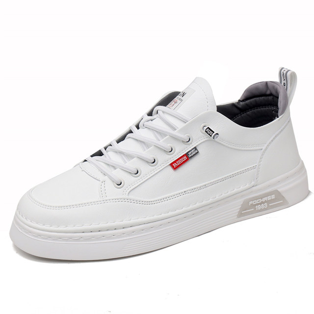 ເກີບໜັງແທ້ ນ້ຳໜັກເບົາ ຕ້ານກິ່ນເໝັນ ເນື້ອຜ້ານຸ່ມ breathable sole 2024 new summer youth white shoes men's casual versatility students sneakers