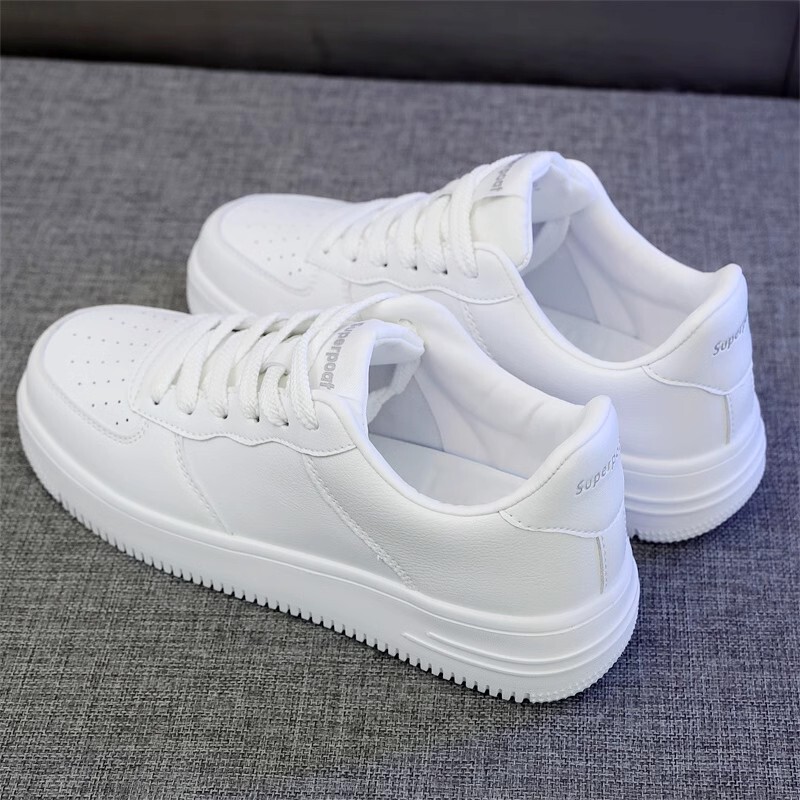 Genuine Leather 2026 Spring/Summer New Style White Shoes with Thick Soles and Height Increase, Korean Version Trendy Casual Unisex Student Sneakers