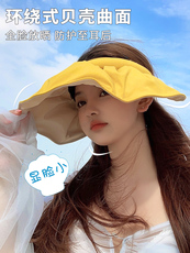 Головной убор 防晒帽女夏季防紫外线遮阳帽骑车空顶帽子潮遮脸贝壳大帽檐太阳帽