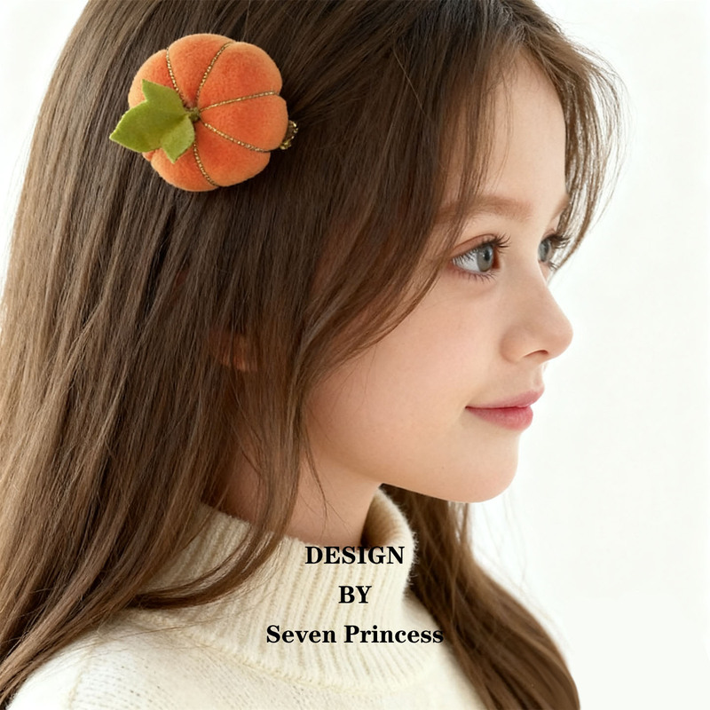 Halloween High-Quality Golden Cute Pumpkin Hairpin for Children's Dance Performance, Costume Party, Photo Props, Free Shipping