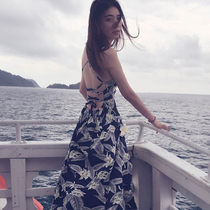 Summer dress Thailand tourism seaside vacation beach skirt Sexy goddess temperament long skirt halter dress beach skirt