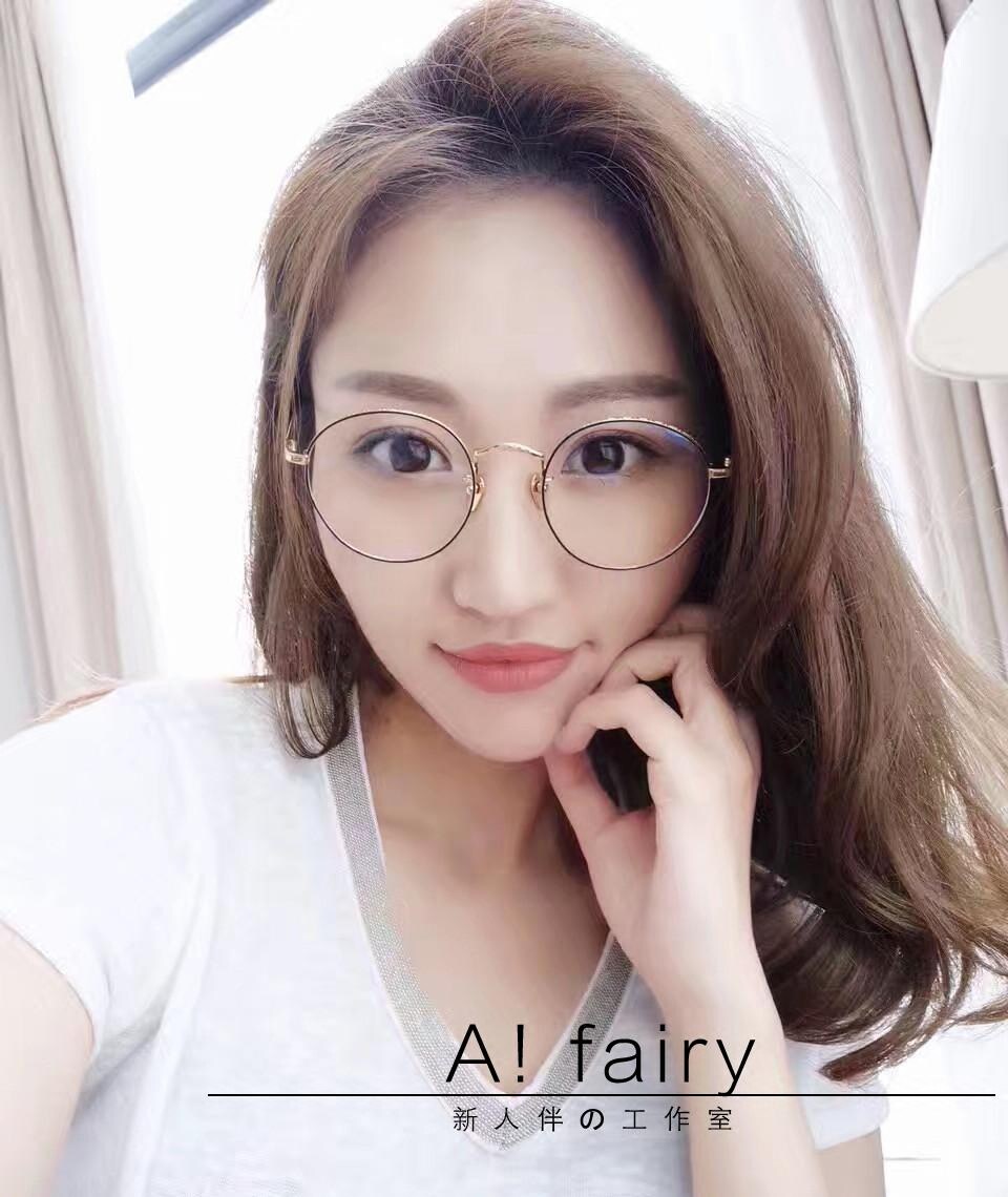 White Toast Pavilion With Glasses Flat Mirror Pearl Glasses Frame Female Korean version radiation-proof Damp Round Matching Myopia