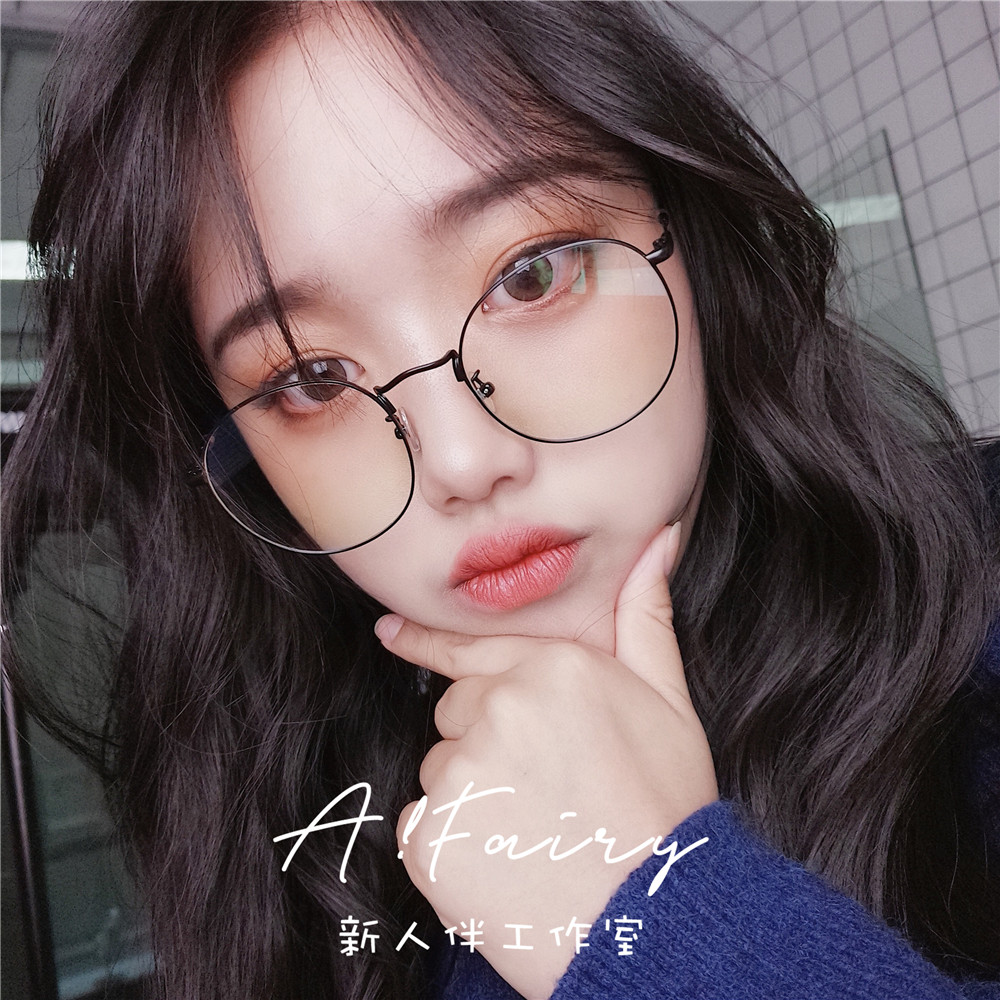 Eye frame female myopia can be equipped with degrees nemesis red money round face vegan retro eyes frame black Sven defeat glasses