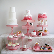 Pink cake pan European wrought iron cake stand wedding dessert table ornaments gourmet photo props tray