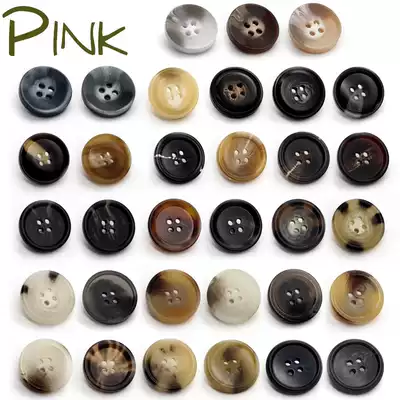 High-end round resin sweater coat coat windbreaker buttons Men's suit suit pants women's four-eye buttons black