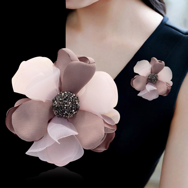 South Korea Juan gauze fabric flower brooch atmospheric corsage shawl buckle temperament elegant small fragrance sweater pin accessories