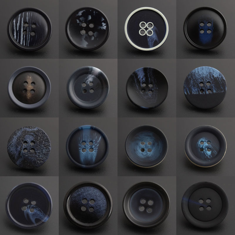 High-grade resin coat trench coat suit men and women suit pants cuffs dark blue series navy blue button button