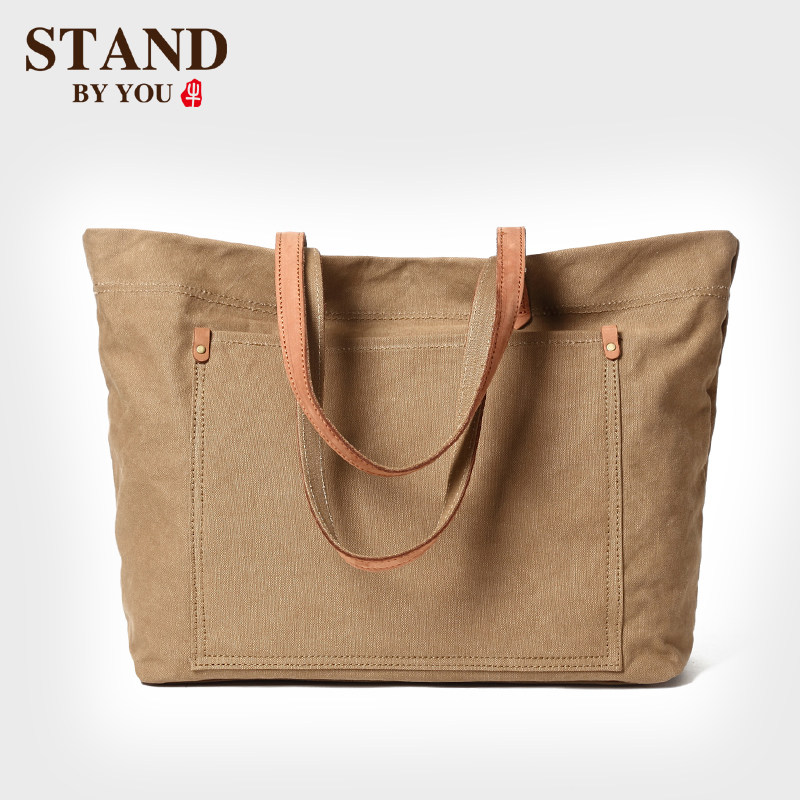 Canvas Woman Bag Single Shoulder Diagonal Satchel Day Series Retro Large Capacity Computer Bag Tooling Bag Special Bag Travel Bag 2