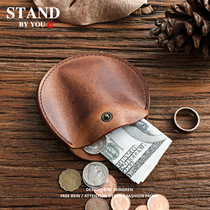Handmade retro mens leather short coin wallet Womens Mini coin bag top layer cowhide youth small wallet tide 1