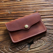 Mens genuine leather short wallet head layer of cow leather zero money bag minimalist buckle Money clip Ancient Plant Tanned Leather Clip Cappino Wave