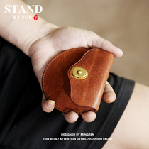 Holvin handmade mini coin bag student wallet mens leather buckle card bag womens short cowhide coin wallet