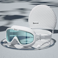 Прозрачный синий серый+плавательная шляпа